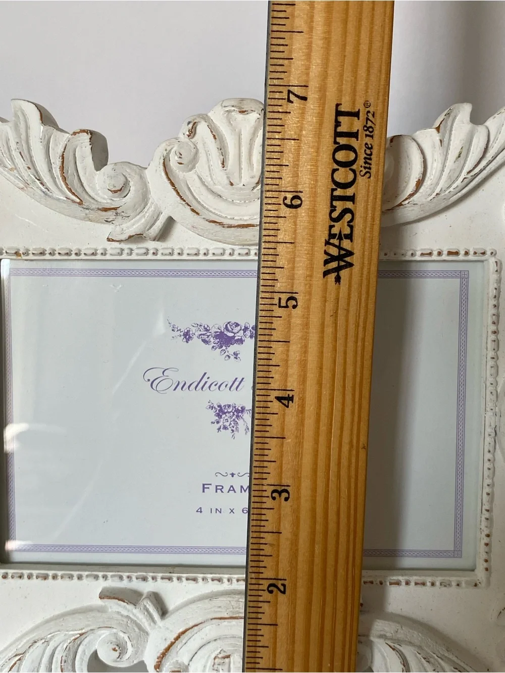Baroque Style Picture Frame For 4 X 6” White Wood Photo Free-stand Shabby Chic l